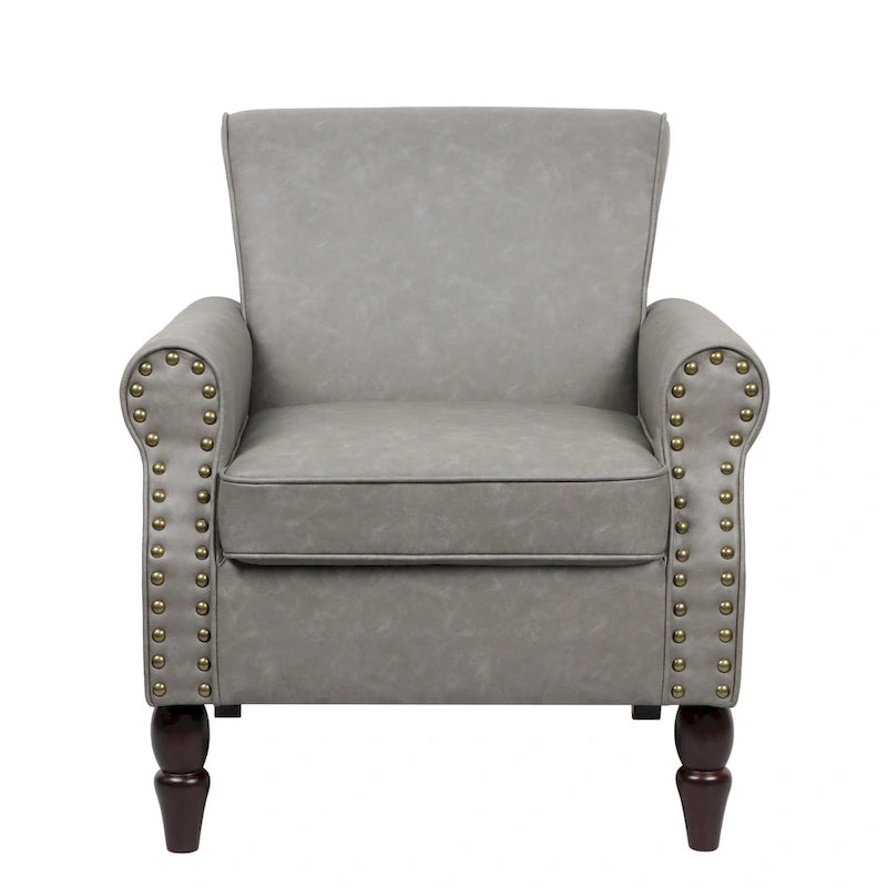 Ensemble de 2 fauteuils d'appoint en similicuir avec clous décoratifs