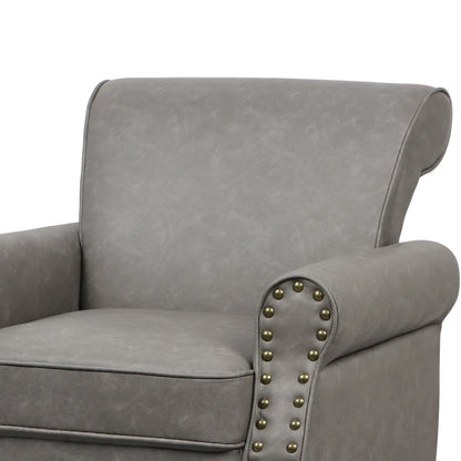 Ensemble de 2 fauteuils d'appoint en similicuir avec clous décoratifs
