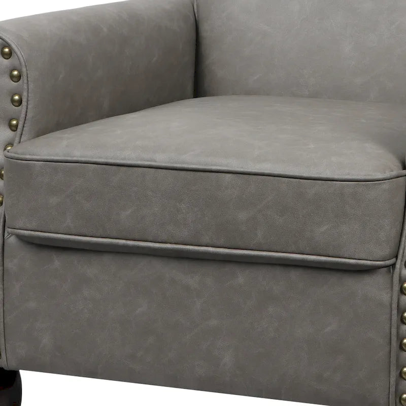 Ensemble de 2 fauteuils d'appoint en similicuir avec clous décoratifs