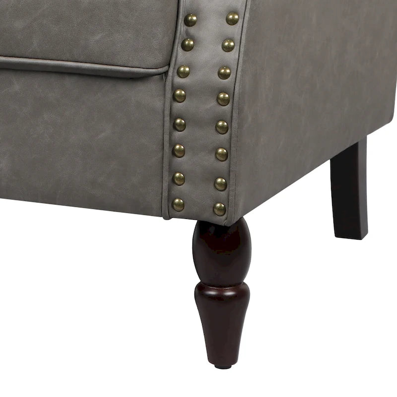 Ensemble de 2 fauteuils d'appoint en similicuir avec clous décoratifs