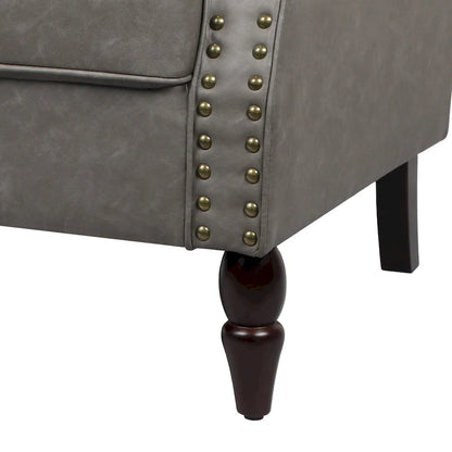 Ensemble de 2 fauteuils d'appoint en similicuir avec clous décoratifs