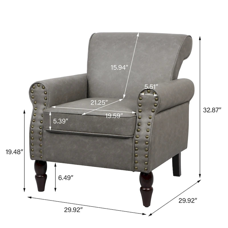 Ensemble de 2 fauteuils d'appoint en similicuir avec clous décoratifs