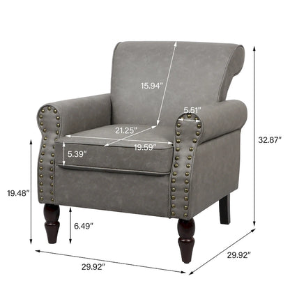 Ensemble de 2 fauteuils d'appoint en similicuir avec clous décoratifs
