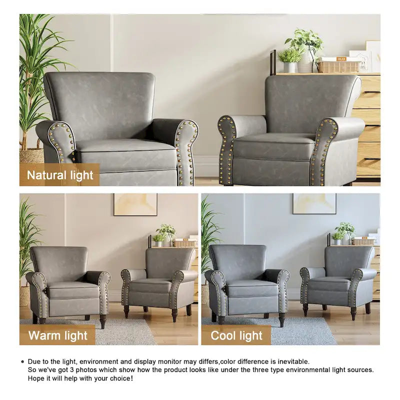 Ensemble de 2 fauteuils d'appoint en similicuir avec clous décoratifs