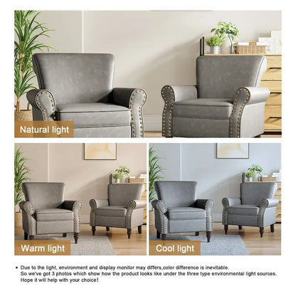 Ensemble de 2 fauteuils d'appoint en similicuir avec clous décoratifs