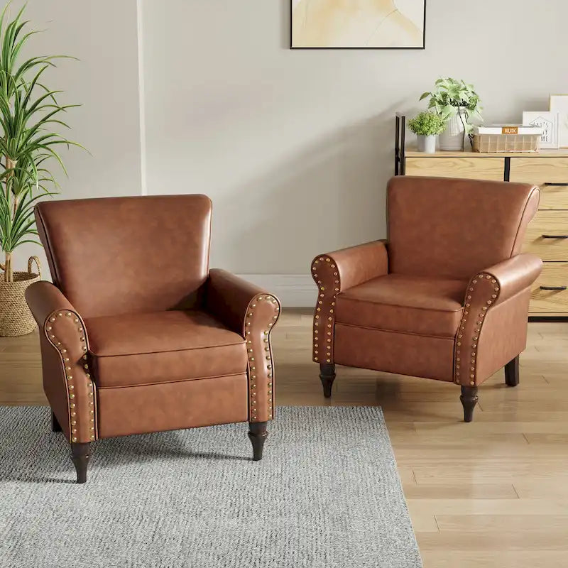 Ensemble de 2 fauteuils d'appoint en similicuir avec clous décoratifs