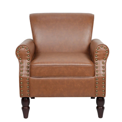 Ensemble de 2 fauteuils d'appoint en similicuir avec clous décoratifs