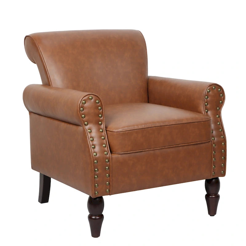 Ensemble de 2 fauteuils d'appoint en similicuir avec clous décoratifs