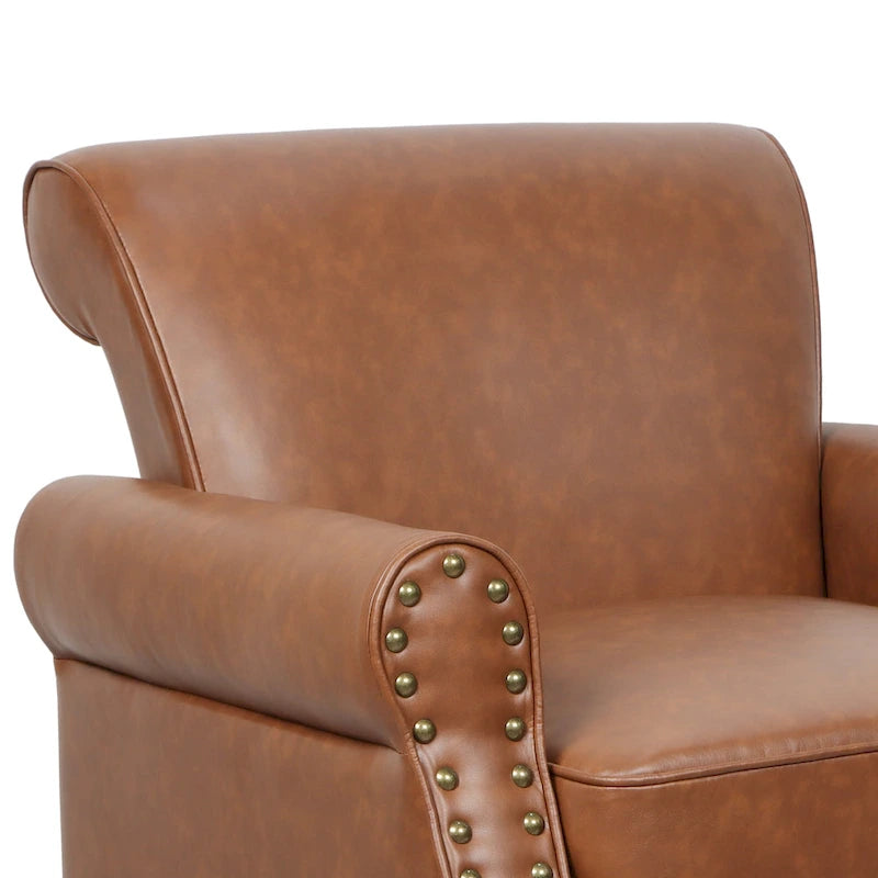 Ensemble de 2 fauteuils d'appoint en similicuir avec clous décoratifs