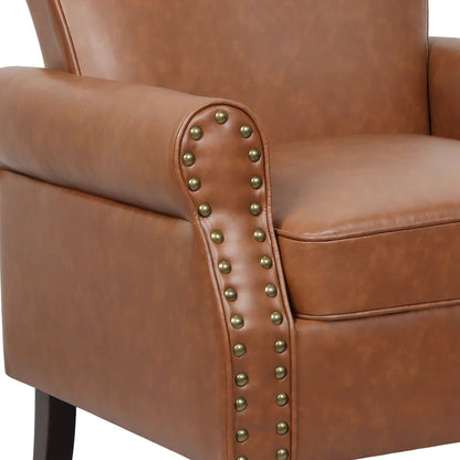 Ensemble de 2 fauteuils d'appoint en similicuir avec clous décoratifs