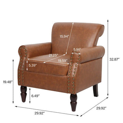 Ensemble de 2 fauteuils d'appoint en similicuir avec clous décoratifs