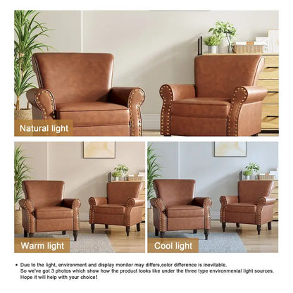 Ensemble de 2 fauteuils d'appoint en similicuir avec clous décoratifs