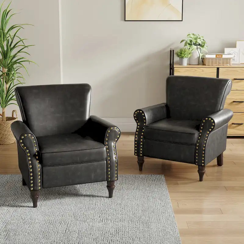 Ensemble de 2 fauteuils d'appoint en similicuir avec clous décoratifs