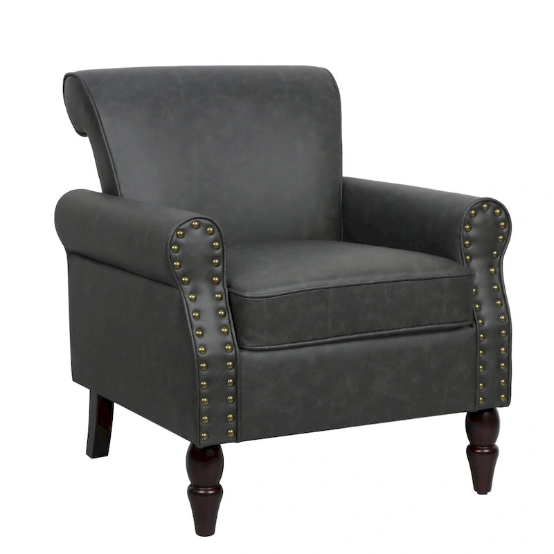 Ensemble de 2 fauteuils d'appoint en similicuir avec clous décoratifs