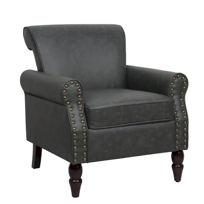 Ensemble de 2 fauteuils d'appoint en similicuir avec clous décoratifs