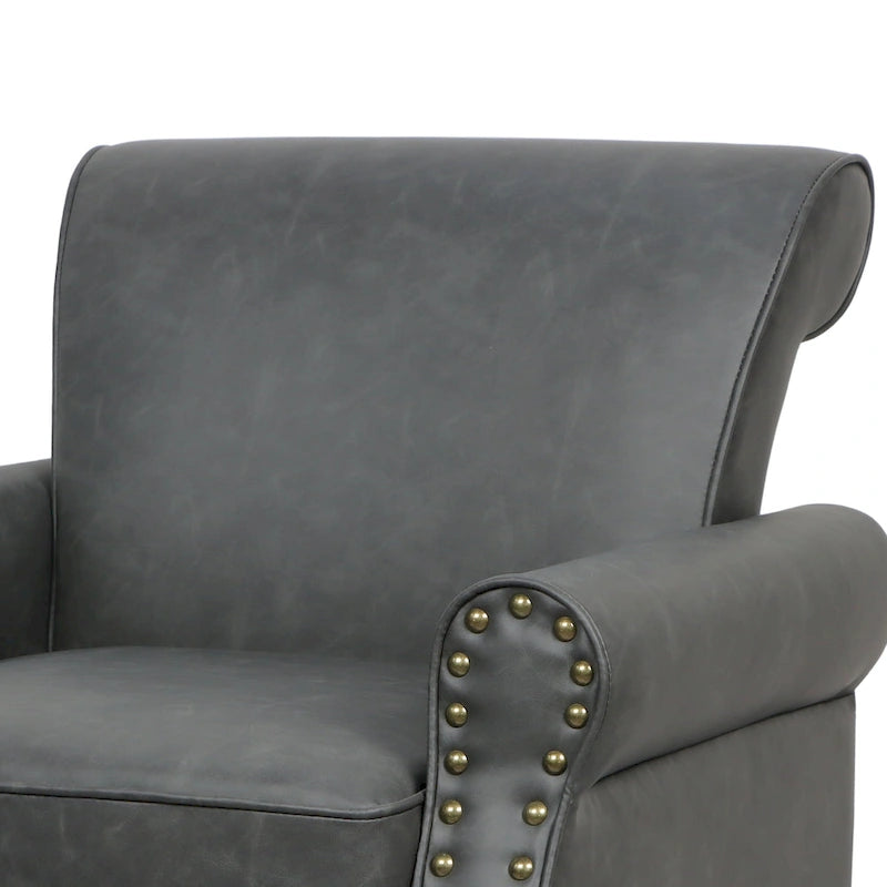 Ensemble de 2 fauteuils d'appoint en similicuir avec clous décoratifs