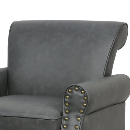 Ensemble de 2 fauteuils d'appoint en similicuir avec clous décoratifs