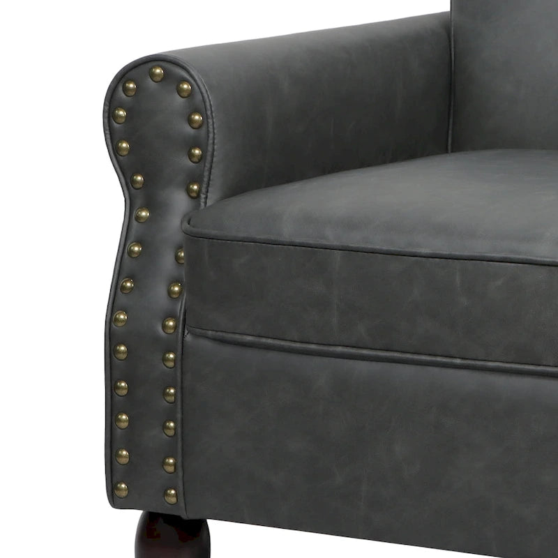Ensemble de 2 fauteuils d'appoint en similicuir avec clous décoratifs