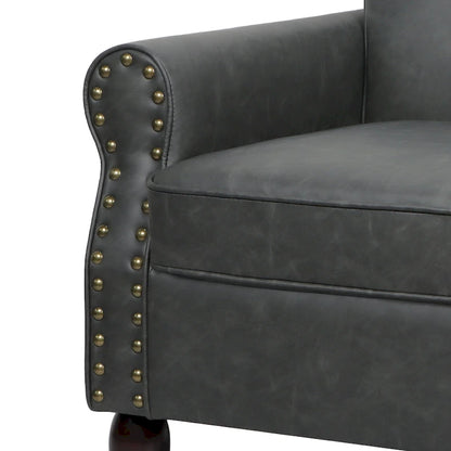 Ensemble de 2 fauteuils d'appoint en similicuir avec clous décoratifs