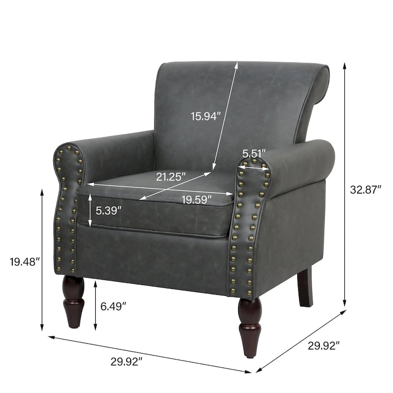 Ensemble de 2 fauteuils d'appoint en similicuir avec clous décoratifs