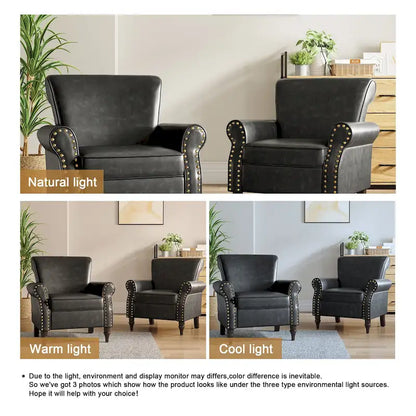 Ensemble de 2 fauteuils d'appoint en similicuir avec clous décoratifs