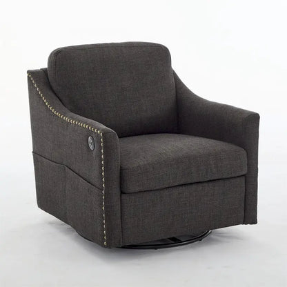 Fauteuil pivotant d'appoint moderne en tissu avec ports USB, lot de 1