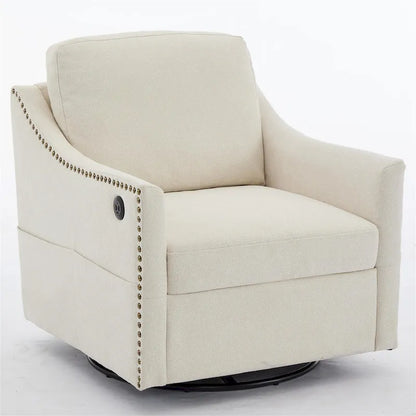 Fauteuil pivotant d'appoint moderne en tissu avec ports USB, lot de 1