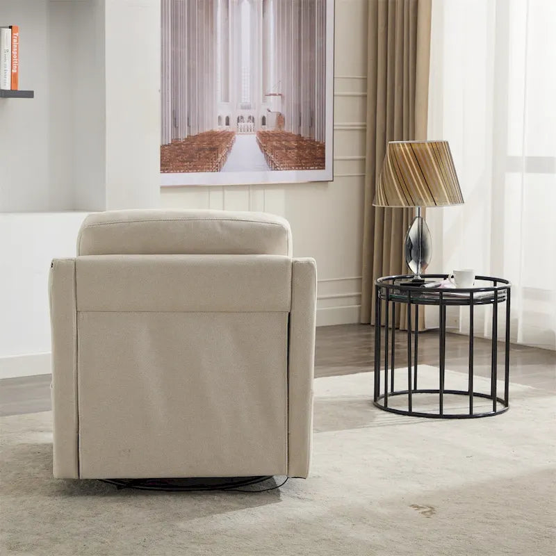 Fauteuil pivotant d'appoint moderne en tissu avec ports USB, lot de 1