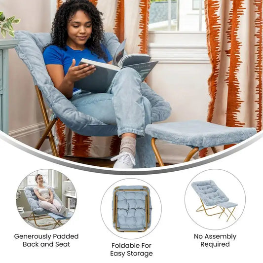 Fauteuil soucoupe pliant surdimensionné avec repose-pieds