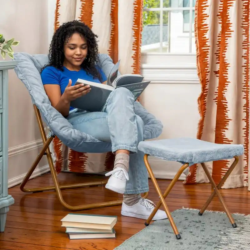 Fauteuil soucoupe pliant surdimensionné avec repose-pieds