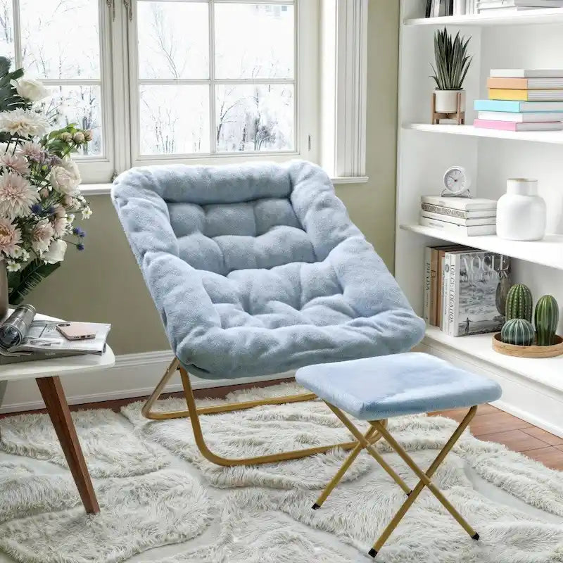 Fauteuil soucoupe pliant surdimensionné avec repose-pieds