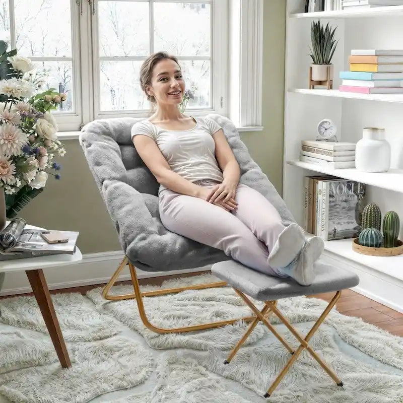 Fauteuil soucoupe pliant surdimensionné avec repose-pieds