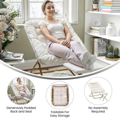 Fauteuil soucoupe pliant surdimensionné avec repose-pieds
