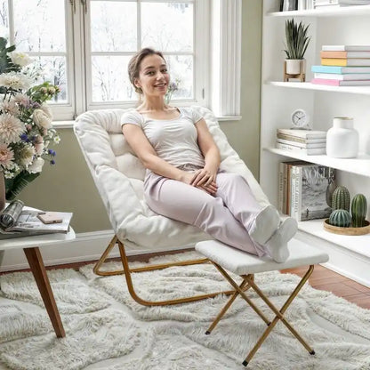 Fauteuil soucoupe pliant surdimensionné avec repose-pieds