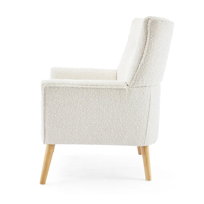 Fauteuil d'appoint moderne en tissu peluche avec pieds en bois