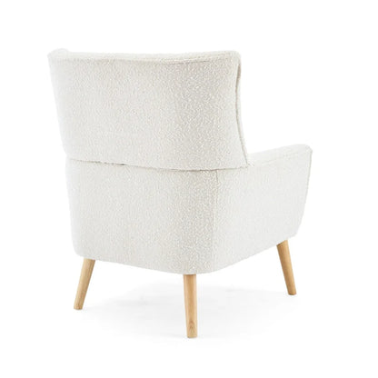 Fauteuil d'appoint moderne en tissu peluche avec pieds en bois
