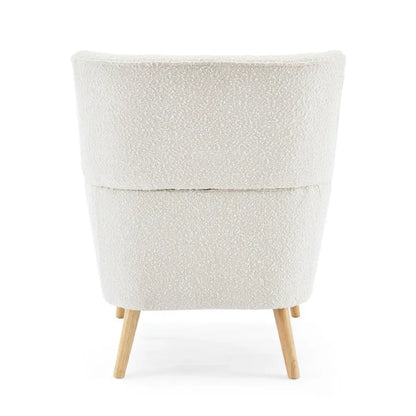 Fauteuil d'appoint moderne en tissu peluche avec pieds en bois