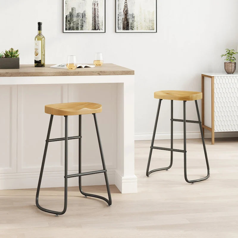 29,52 € Lot de 2 tabourets de bar élégants et minimalistes, hauteur comptoir, pour îlot de cuisine, café, bar, balcon.