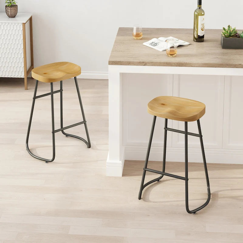 29,52 € Lot de 2 tabourets de bar élégants et minimalistes, hauteur comptoir, pour îlot de cuisine, café, bar, balcon.