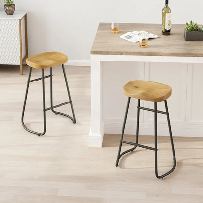 29,52 € Lot de 2 tabourets de bar élégants et minimalistes, hauteur comptoir, pour îlot de cuisine, café, bar, balcon.