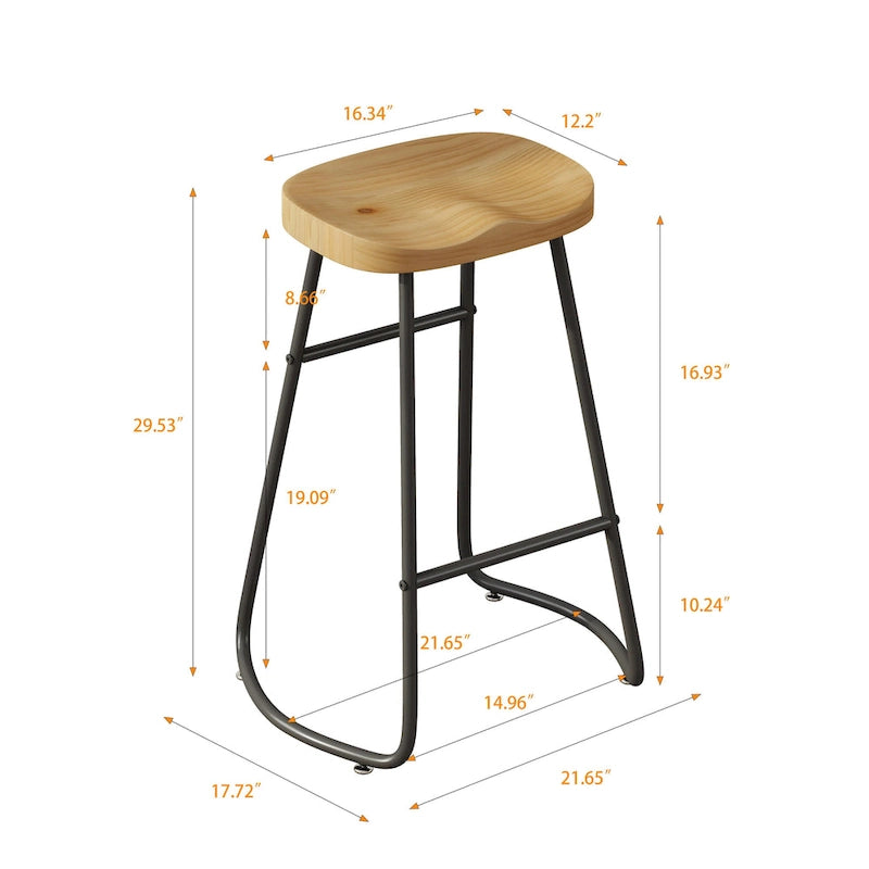 29,52 € Lot de 2 tabourets de bar élégants et minimalistes, hauteur comptoir, pour îlot de cuisine, café, bar, balcon.