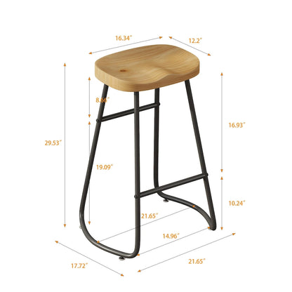 29,52 € Lot de 2 tabourets de bar élégants et minimalistes, hauteur comptoir, pour îlot de cuisine, café, bar, balcon.