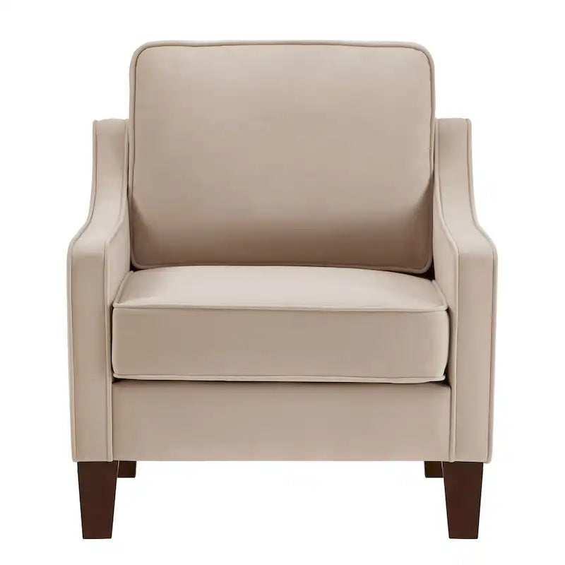 Fauteuil, fauteuil de salon une place avec pieds en bois, fauteuil d'appoint en velours capitonné