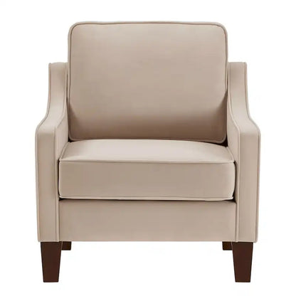 Fauteuil, fauteuil de salon une place avec pieds en bois, fauteuil d'appoint en velours capitonné
