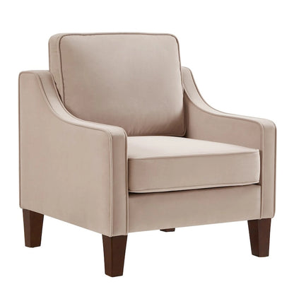 Fauteuil, fauteuil de salon une place avec pieds en bois, fauteuil d'appoint en velours capitonné