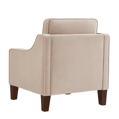 Fauteuil, fauteuil de salon une place avec pieds en bois, fauteuil d'appoint en velours capitonné