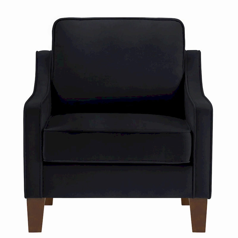 Fauteuil, fauteuil de salon une place avec pieds en bois, fauteuil d'appoint en velours capitonné