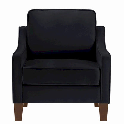 Fauteuil, fauteuil de salon une place avec pieds en bois, fauteuil d'appoint en velours capitonné
