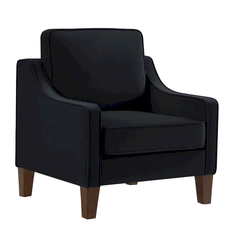 Fauteuil, fauteuil de salon une place avec pieds en bois, fauteuil d'appoint en velours capitonné