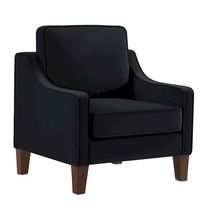 Fauteuil, fauteuil de salon une place avec pieds en bois, fauteuil d'appoint en velours capitonné
